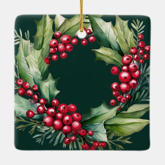 Eerste Kerstmis in onze Nieuwe Huis Waterverf Kran Keramisch Ornament (Achterkant)