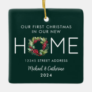 Eerste Kerstmis in onze Nieuwe Huis Waterverf Kran Keramisch Ornament