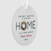 Eerste Kerstmis in onze Nieuwe Huis Waterverf Kran Ornament (voorkant)