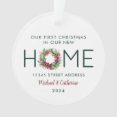 Eerste Kerstmis in onze Nieuwe Huis Waterverf Kran Ornament (voorkant)