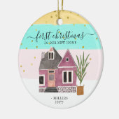 Eerste Kerstmis in onze nieuwe thuisfeestdag Keramisch Ornament (Links)