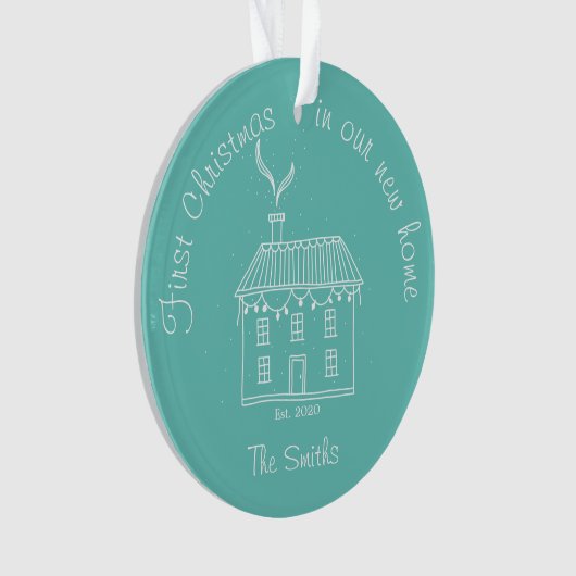 Eerste Kerstmis in onze nieuwe thuisfeestdag Ornament (voorkant)