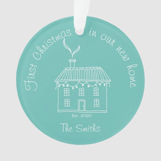 Eerste Kerstmis in onze nieuwe thuisfeestdag Ornament (voorkant)