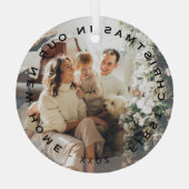 Eerste Kerstmis in onze nieuwe thuisfoto Glas Ornament (Achterkant)