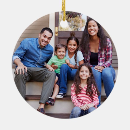 Eerste Kerstmis in onze nieuwe thuisfoto Keramisch Ornament (Achterkant)