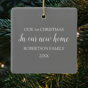 Eerste Kerstmis in onze nieuwe thuisfoto Keramisch Ornament