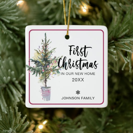 Eerste Kerstmis in onze nieuwe thuisfoto Keramisch Ornament (Boom)