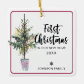 Eerste Kerstmis in onze nieuwe thuisfoto Keramisch Ornament (Voorkant)