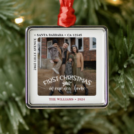 Eerste Kerstmis in onze nieuwe thuisfoto Metalen Ornament