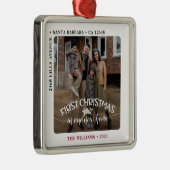 Eerste Kerstmis in onze nieuwe thuisfoto Metalen Ornament (Rechts)