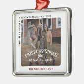 Eerste Kerstmis in onze nieuwe thuisfoto Metalen Ornament (Links)