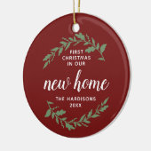 Eerste Kerstmis in onze nieuwe thuisgepersonalisee Keramisch Ornament (Links)