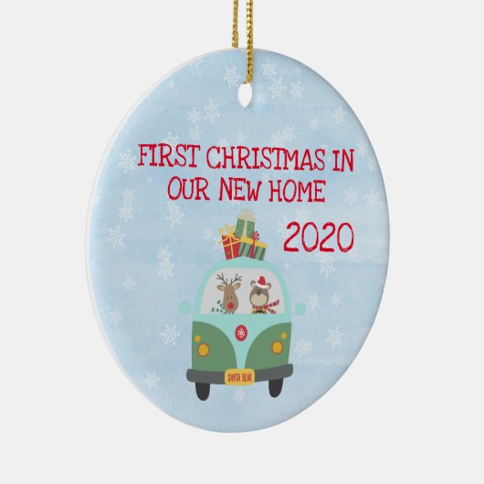 Eerste Kerstmis in onze nieuwe thuisklas Van Keramisch Ornament (Rechts)