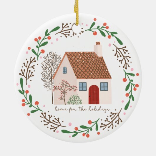 Eerste Kerstmis in onze nieuwe thuisversiering Keramisch Ornament (Achterkant)