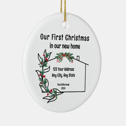 Eerste Kerstmis in onze nieuwe thuisversiering Keramisch Ornament (Rechts)