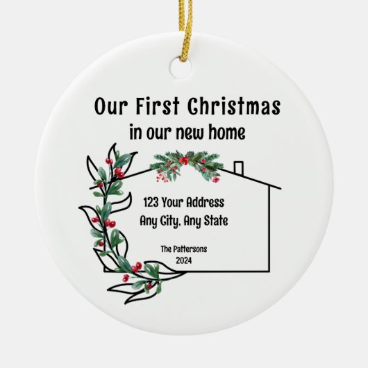 Eerste Kerstmis in onze nieuwe thuisversiering Keramisch Ornament (Voorkant)