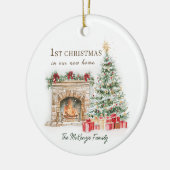 Eerste Kerstmis in onze nieuwe thuisversiering Keramisch Ornament (Links)