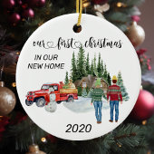 Eerste Kerstmis in onze nieuwe thuiswinter Waterve Keramisch Ornament