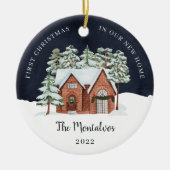 Eerste Kerstmis in onze nieuwe thuiszaal Keramisch Ornament (Voorkant)