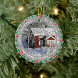 Eerste Kerstmis in onze nieuwe zelffoto Keramisch Ornament