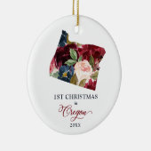 Eerste Kerstmis in Oregon, speciaal bewegend cadea Keramisch Ornament (Rechts)