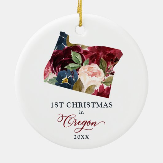 Eerste Kerstmis in Oregon, speciaal bewegend cadea Keramisch Ornament (Achterkant)