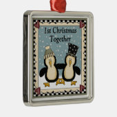 Eerste Kerstmis in Penguin Gift Metalen Ornament (Rechts)
