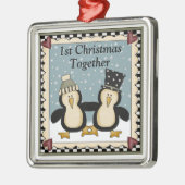 Eerste Kerstmis in Penguin Gift Metalen Ornament (Links)