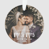 Eerste Kerstmis in penseelscript, Mr Mrs. Foto Ornament (voorkant)