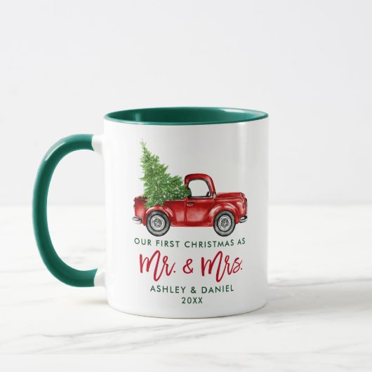 Eerste Kerstmis in penseelscript, Mr. Truck Green Mok (Links)