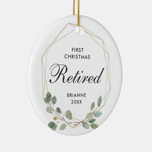 Eerste Kerstmis in ruste Moderne Greenery Gold Lij Keramisch Ornament (Rechts)