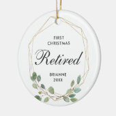 Eerste Kerstmis in ruste Moderne Greenery Gold Lij Keramisch Ornament (Links)