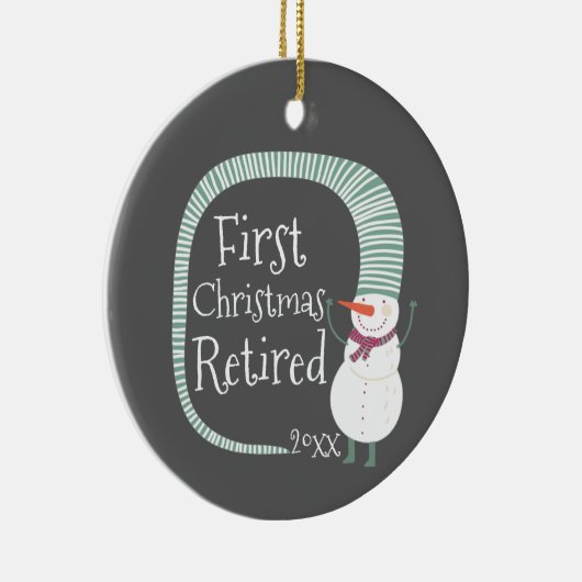 Eerste Kerstmis in ruste Persoonlijke Cute Snowman Keramisch Ornament (Rechts)