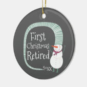 Eerste Kerstmis in ruste Persoonlijke Cute Snowman Keramisch Ornament (Links)