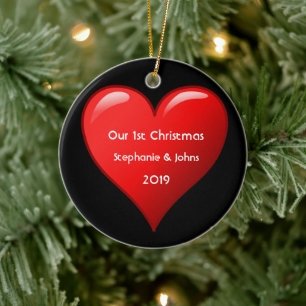 Eerste Kerstmis in Together Cute Red Heart 2019 Bl Keramisch Ornament