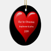 Eerste Kerstmis in Together Cute Red Heart 2019 Bl Keramisch Ornament (Rechts)