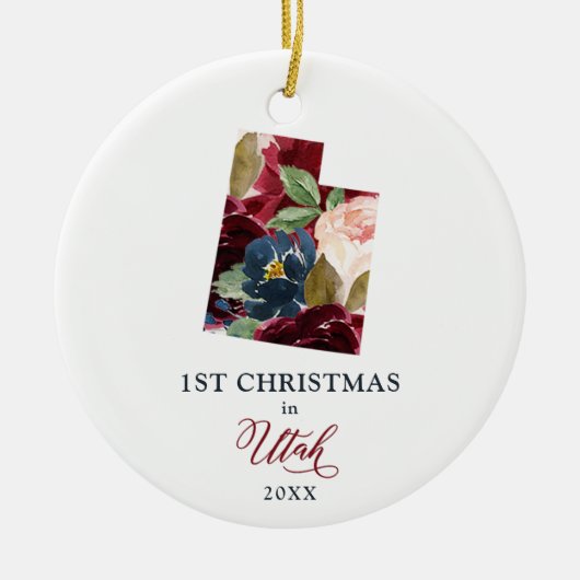 Eerste Kerstmis in Utah, gepersonaliseerd nieuw hu Keramisch Ornament (Voorkant)