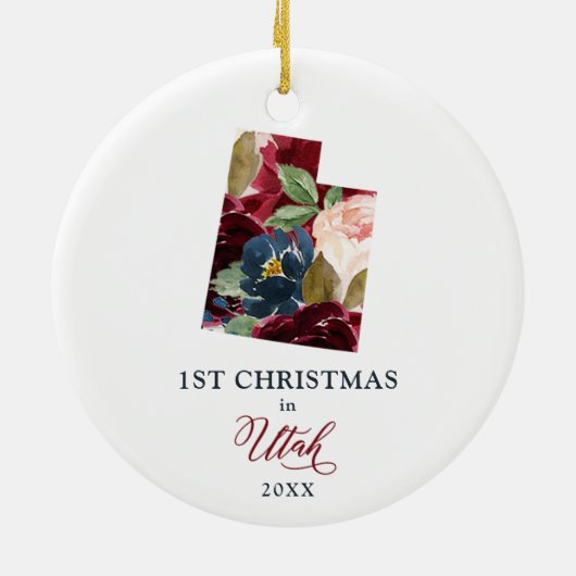 Eerste Kerstmis in Utah, gepersonaliseerd nieuw hu Keramisch Ornament (Achterkant)