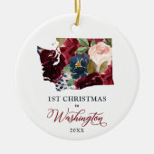 Eerste Kerstmis in Washington Gepersonaliseerde WA Keramisch Ornament (Voorkant)