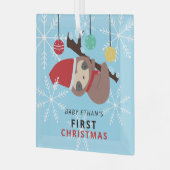 Eerste Kerstmis Kawaii-feestdag in de winter Glas Ornament (Voorkant links)