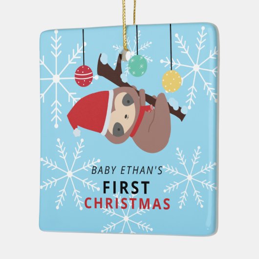 Eerste Kerstmis Kawaii-feestdag in de winter Keramisch Ornament (Links)