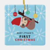 Eerste Kerstmis Kawaii-feestdag in de winter Keramisch Ornament (Voorkant)