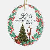 Eerste kerstmis keramisch ornament (Links)