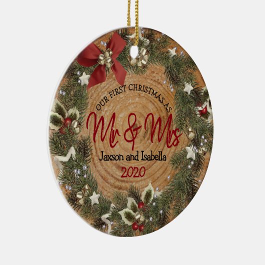 Eerste Kerstmis - kerstmis Keramisch Ornament (Rechts)