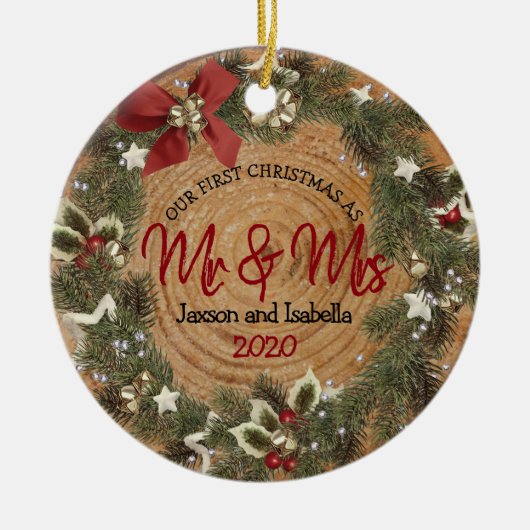 Eerste Kerstmis - kerstmis Keramisch Ornament (Voorkant)