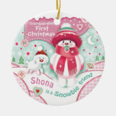 Eerste Kerstmis, kleindochter, Cute Snowbie Keramisch Ornament (Voorkant)