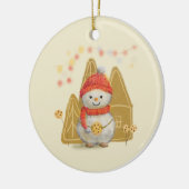 Eerste Kerstmis kleine sneeuwpop Keramisch Ornament (Links)