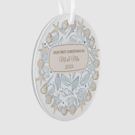 Eerste Kerstmis Kustkerstdecoratie Zeeschelpen Ornament (voorkant)