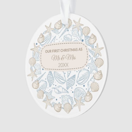 Eerste Kerstmis Kustkerstdecoratie Zeeschelpen Ornament (voorkant)