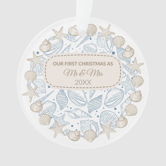 Eerste Kerstmis Kustkerstdecoratie Zeeschelpen Ornament (voorkant)